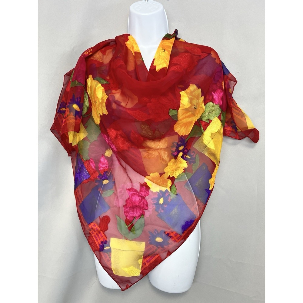 Womens Floral Scarf Square 34"x34"